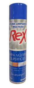 Espuma limpiadora Multiuso REX Sin enjuague. Apto múltiples superficies. x 400 ml.