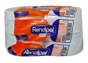 Papel higiénico RENDIPEL. Hoja simple. Rollo x 300 mt. Pack x 4 rollos.