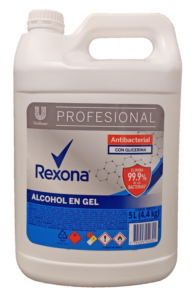Alcohol en gel REXONA - Antibacterial con glicerina - 5Lt.